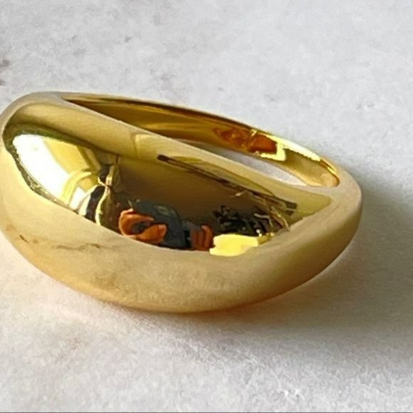 Size 9 Womens Gold Plated Retro Smooth Surface Dome Unisex Finger‎ Ring Jewelry - Picture 8 of 13